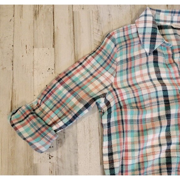 Soft Surroundings Womens M Emerson Plaid Tunic Shirt Roll Tab Sleeves Multicolor - Picture 9 of 10